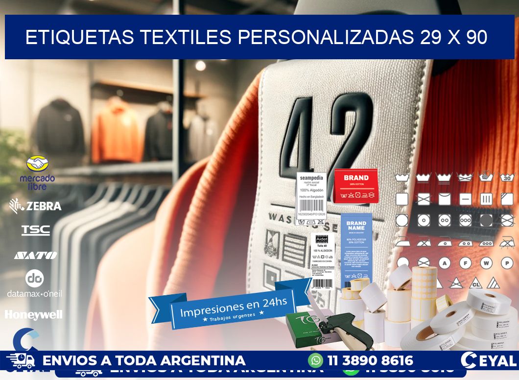 ETIQUETAS TEXTILES PERSONALIZADAS 29 x 90