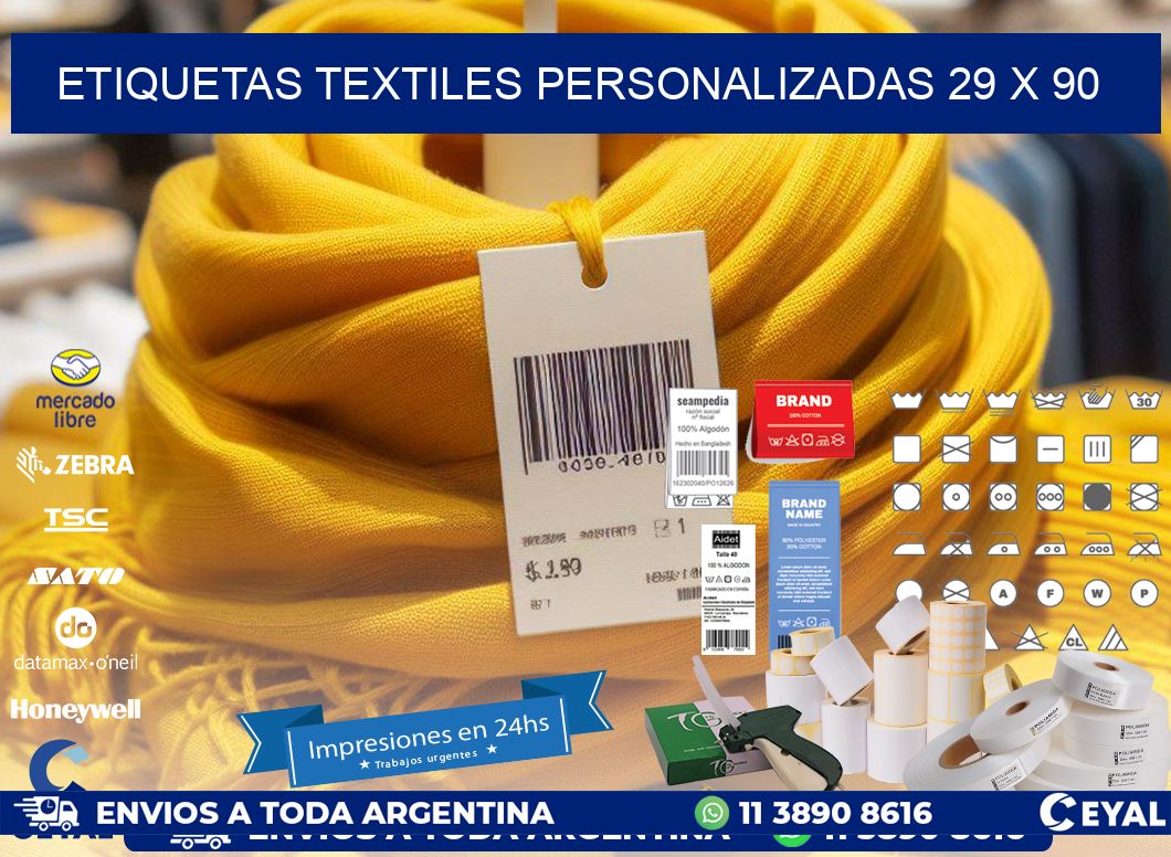 ETIQUETAS TEXTILES PERSONALIZADAS 29 x 90