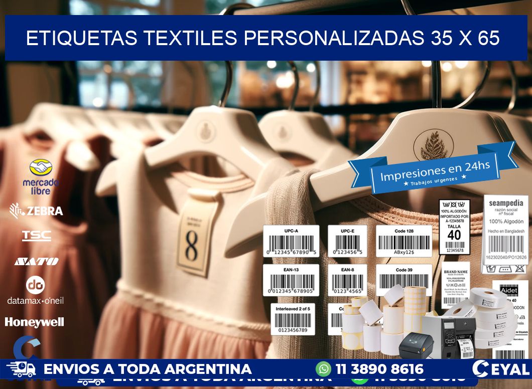 ETIQUETAS TEXTILES PERSONALIZADAS 35 x 65