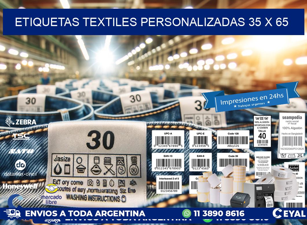 ETIQUETAS TEXTILES PERSONALIZADAS 35 x 65