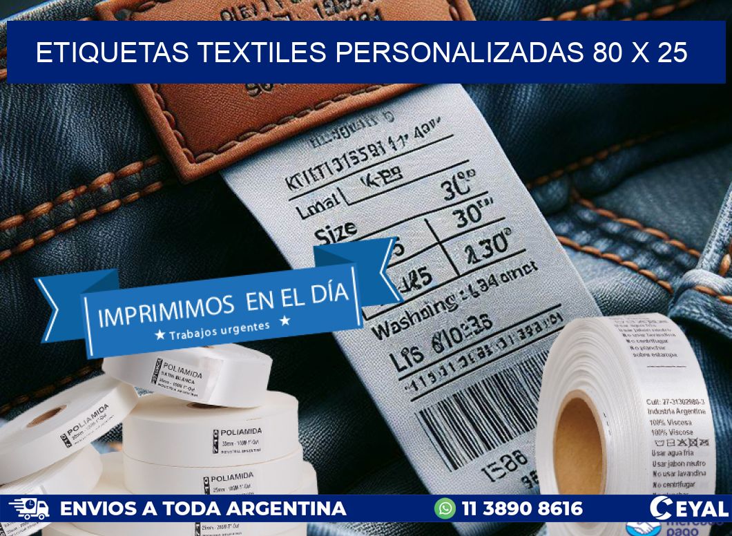 ETIQUETAS TEXTILES PERSONALIZADAS 80 x 25