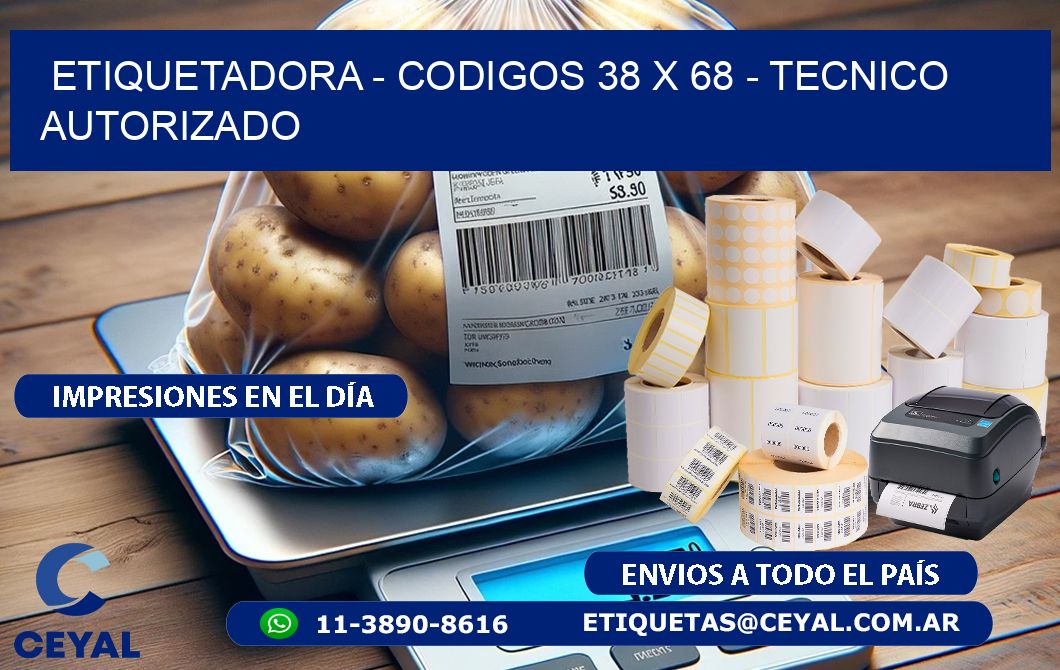 ETIQUETADORA - CODIGOS 38 x 68 - TECNICO AUTORIZADO