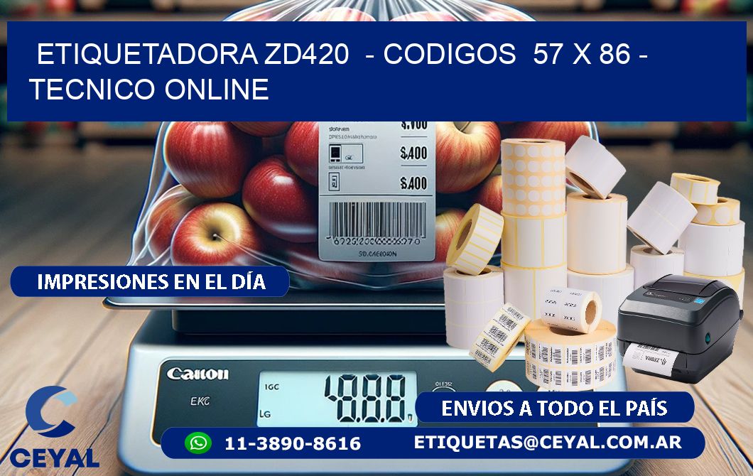 ETIQUETADORA ZD420  - CODIGOS  57 x 86 - TECNICO ONLINE