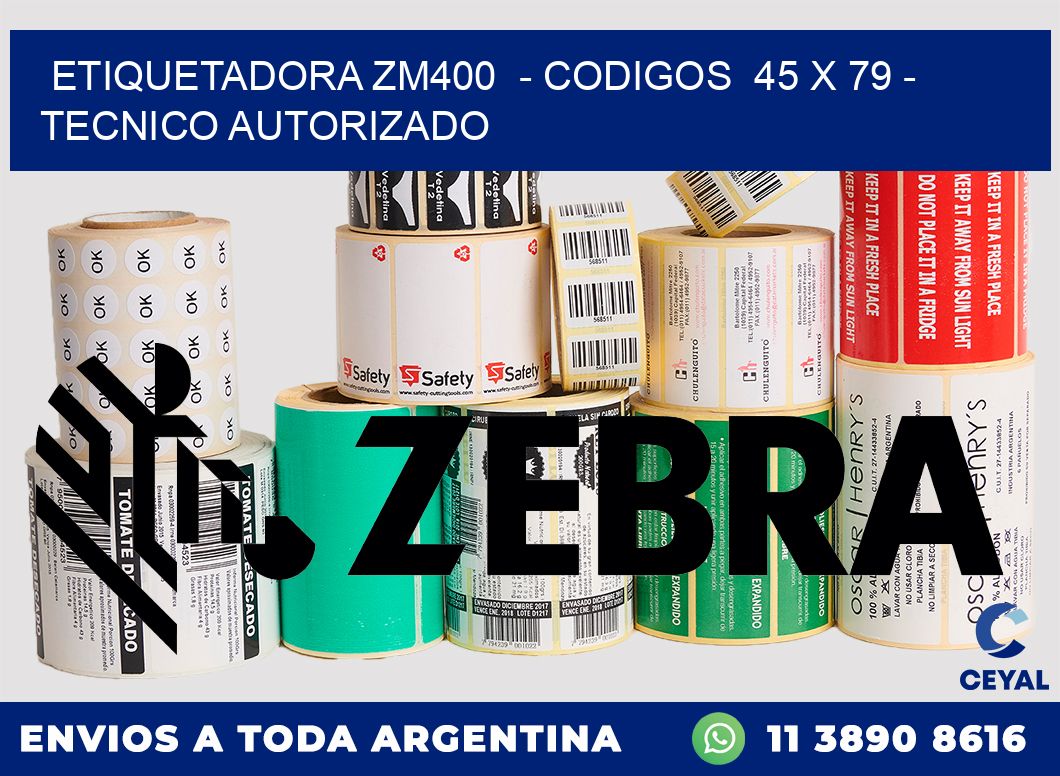 ETIQUETADORA ZM400  - CODIGOS  45 x 79 - TECNICO AUTORIZADO