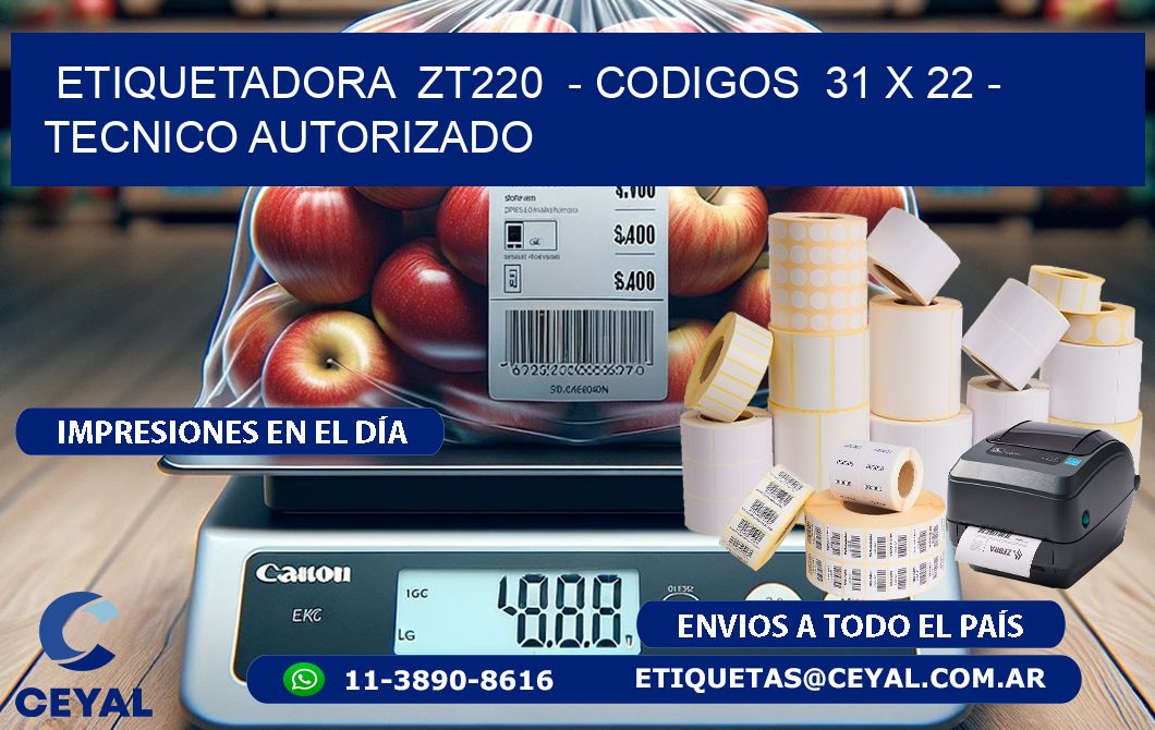 ETIQUETADORA  ZT220  - CODIGOS  31 x 22 - TECNICO AUTORIZADO