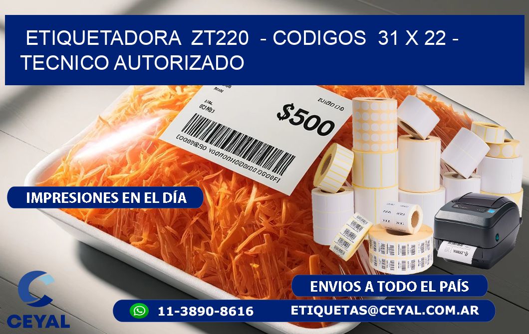 ETIQUETADORA  ZT220  - CODIGOS  31 x 22 - TECNICO AUTORIZADO