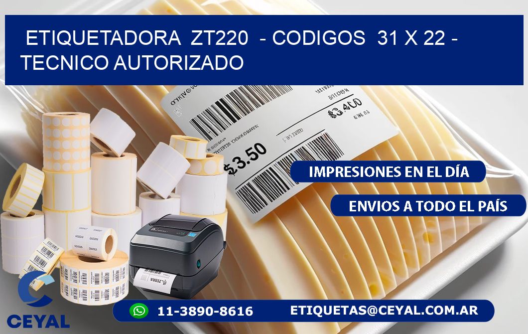 ETIQUETADORA  ZT220  – CODIGOS  31 x 22 – TECNICO AUTORIZADO