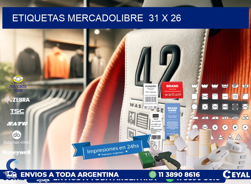 ETIQUETAS MERCADOLIBRE  31 x 26
