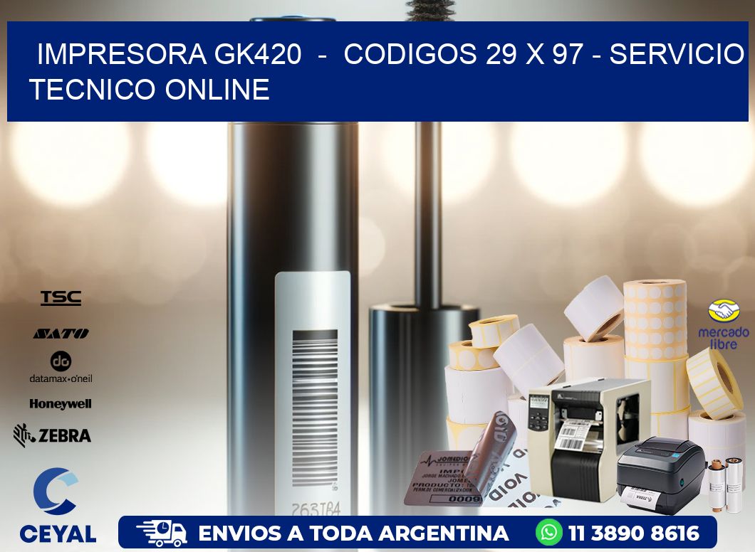 IMPRESORA GK420 - CODIGOS 29 x 97 - SERVICIO TECNICO ONLINE