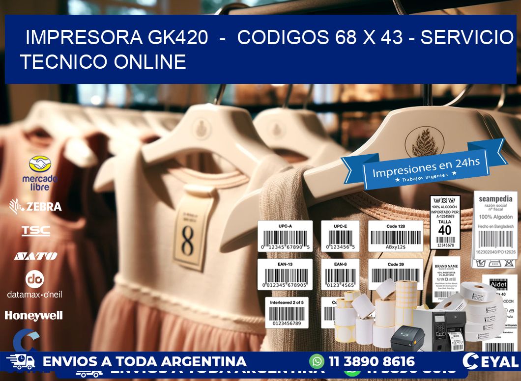 IMPRESORA GK420  -  CODIGOS 68 x 43 - SERVICIO TECNICO ONLINE