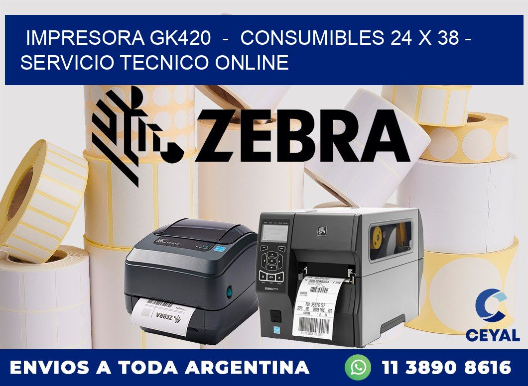 IMPRESORA GK420  -  CONSUMIBLES 24 x 38 - SERVICIO TECNICO ONLINE