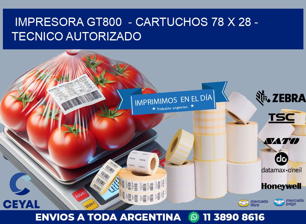 IMPRESORA GT800  – CARTUCHOS 78 x 28 – TECNICO AUTORIZADO