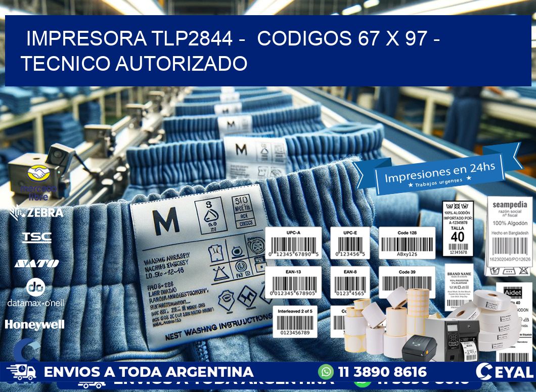 IMPRESORA TLP2844 -  CODIGOS 67 x 97 - TECNICO AUTORIZADO