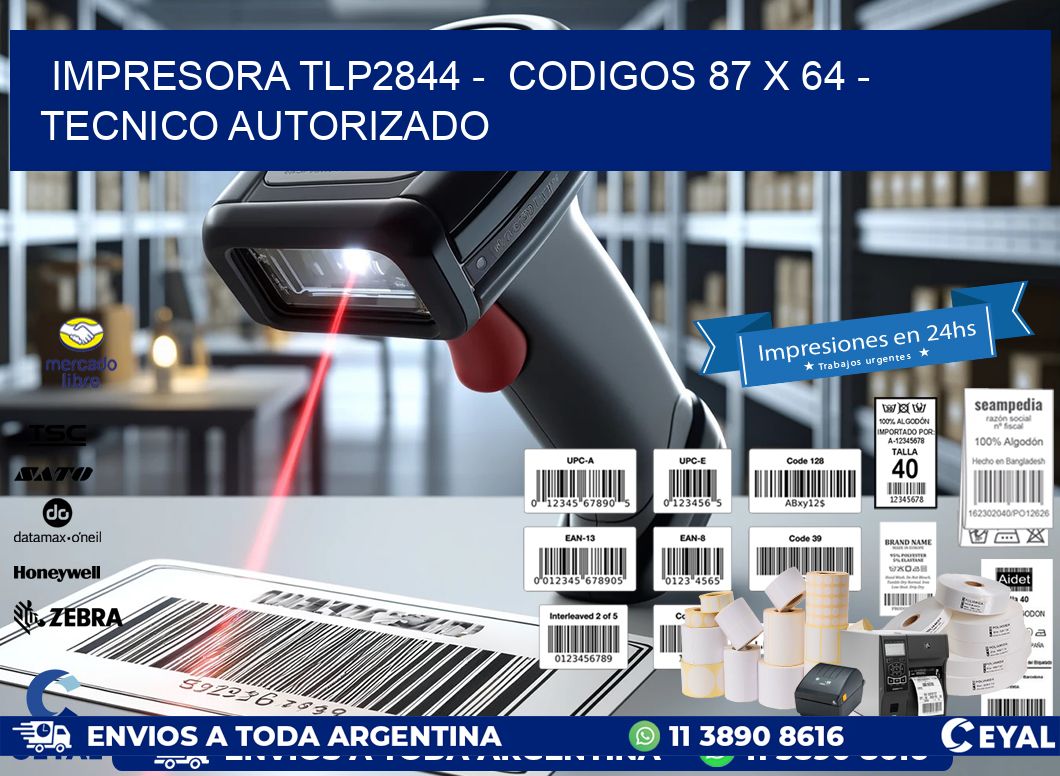 IMPRESORA TLP2844 - CODIGOS 87 x 64 - TECNICO AUTORIZADO