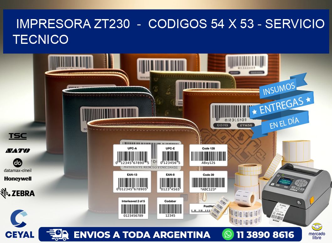 IMPRESORA ZT230  -  CODIGOS 54 x 53 - SERVICIO TECNICO