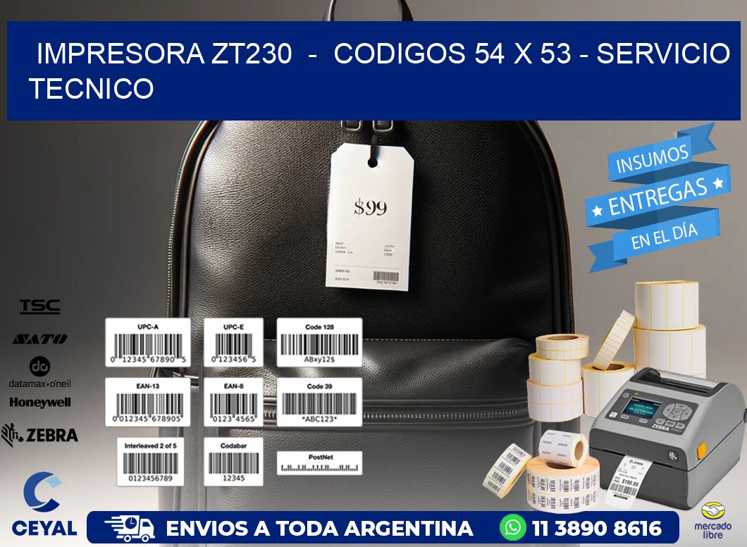 IMPRESORA ZT230  –  CODIGOS 54 x 53 – SERVICIO TECNICO