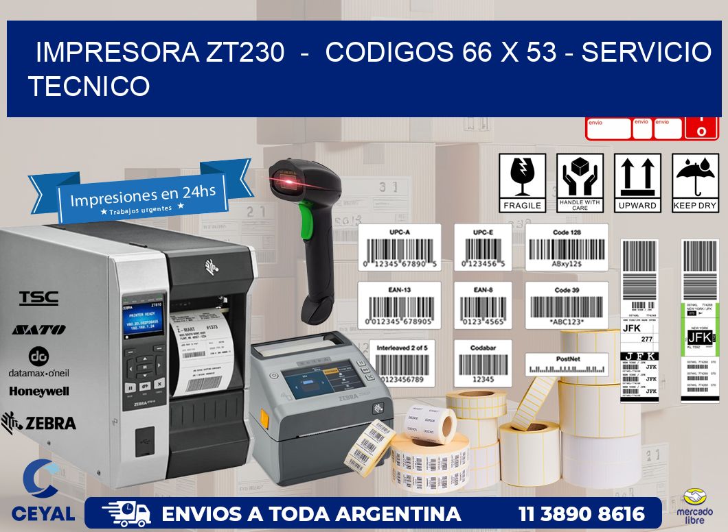 IMPRESORA ZT230  -  CODIGOS 66 x 53 - SERVICIO TECNICO