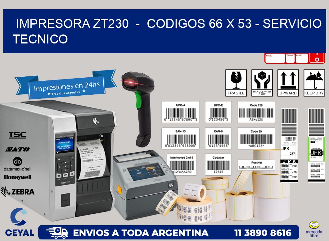 IMPRESORA ZT230  -  CODIGOS 66 x 53 - SERVICIO TECNICO