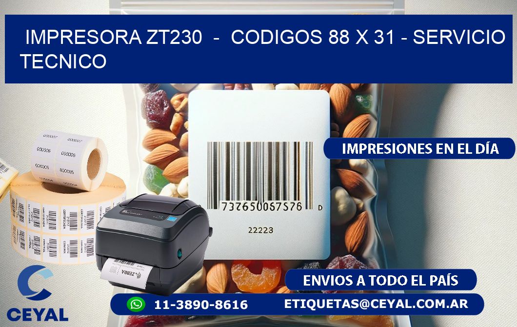 IMPRESORA ZT230  -  CODIGOS 88 x 31 - SERVICIO TECNICO