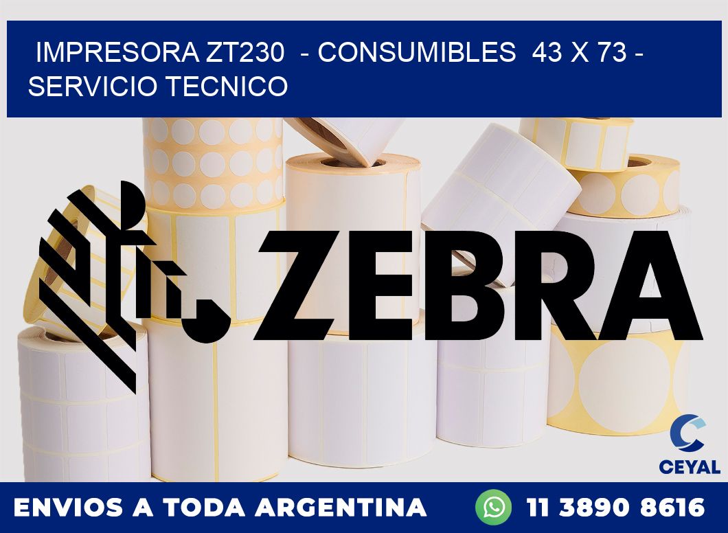 IMPRESORA ZT230  - CONSUMIBLES  43 x 73 - SERVICIO TECNICO