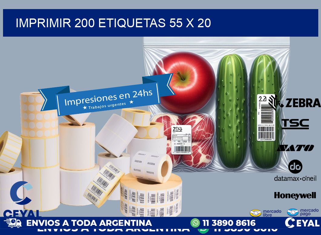 IMPRIMIR 200 ETIQUETAS 55 x 20