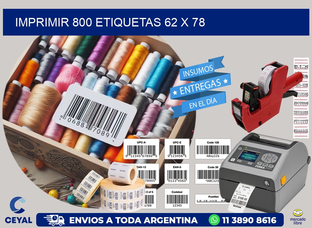 IMPRIMIR 800 ETIQUETAS 62 x 78