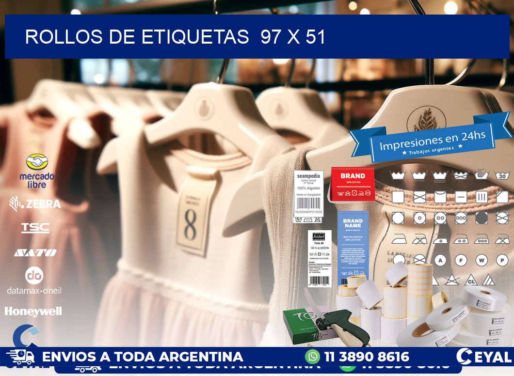 ROLLOS DE ETIQUETAS 97 x 51