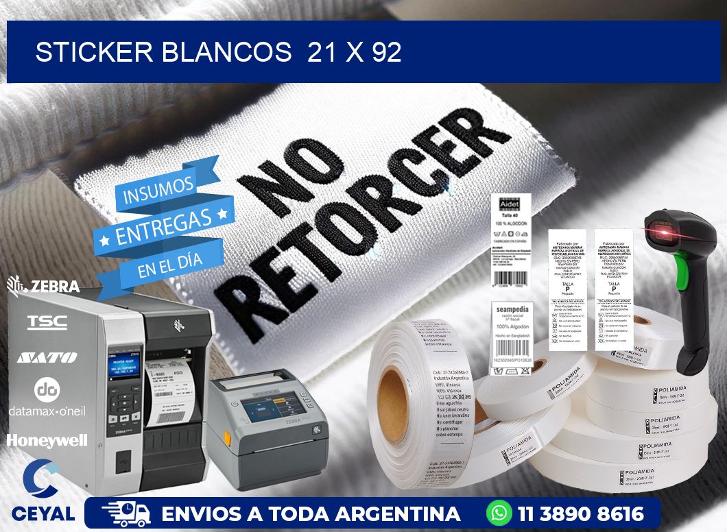 STICKER BLANCOS  21 x 92