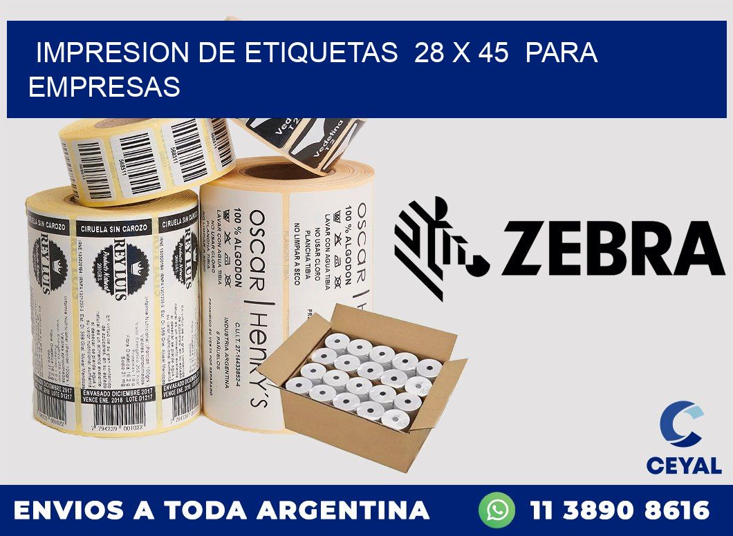 impresion de etiquetas  28 x 45  para empresas