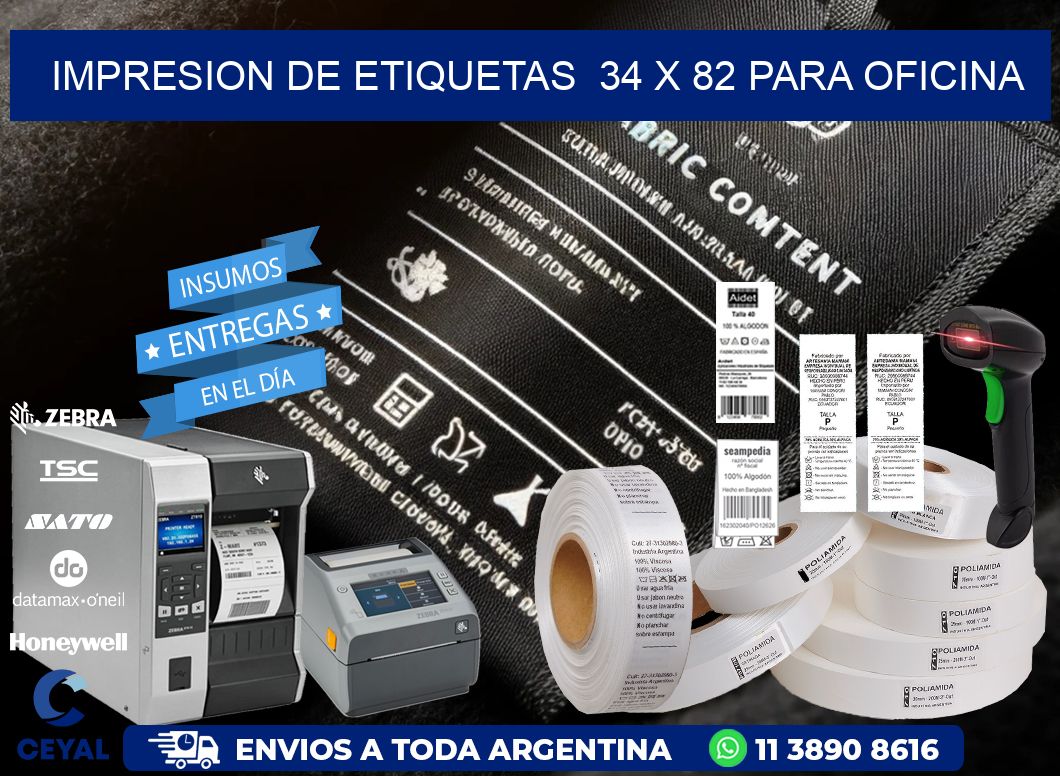 impresion de etiquetas  34 x 82 para oficina