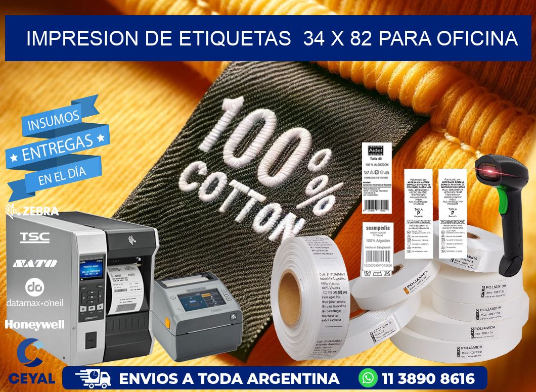 impresion de etiquetas  34 x 82 para oficina