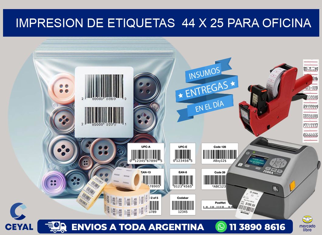 impresion de etiquetas  44 x 25 para oficina