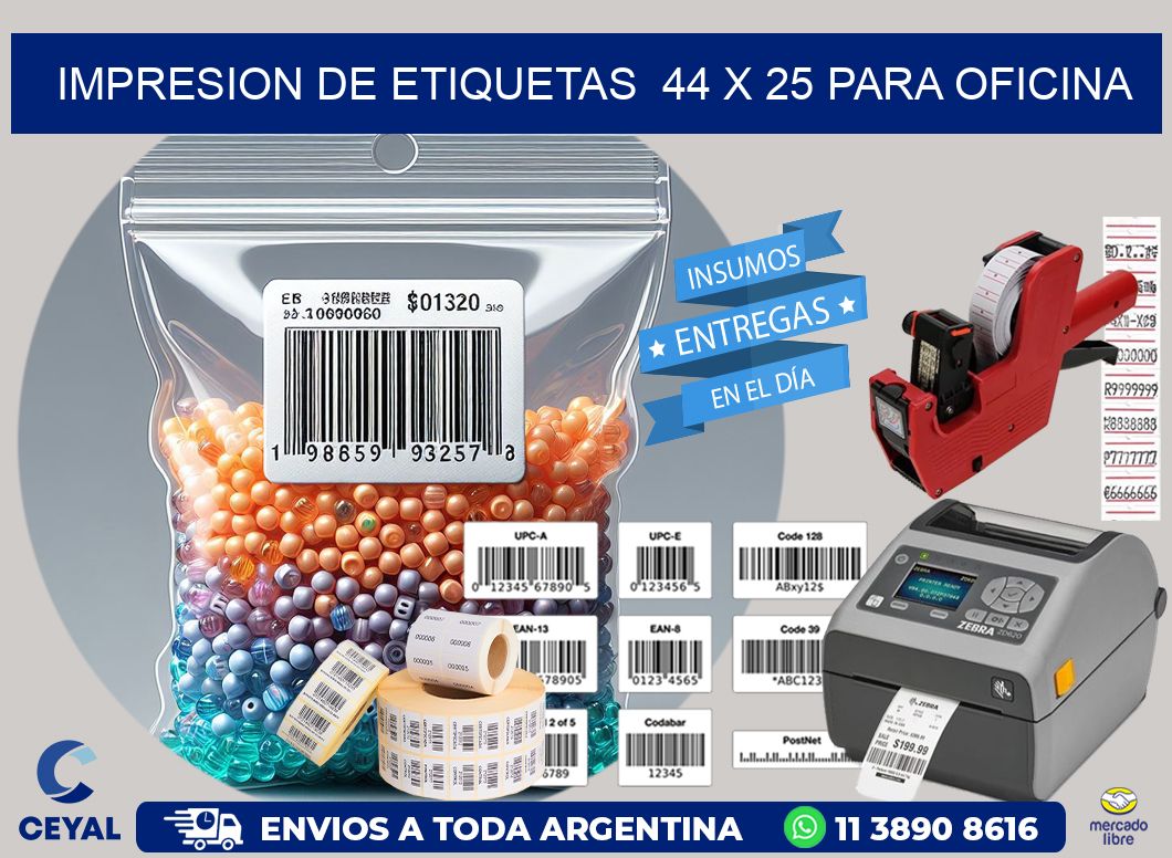 impresion de etiquetas  44 x 25 para oficina