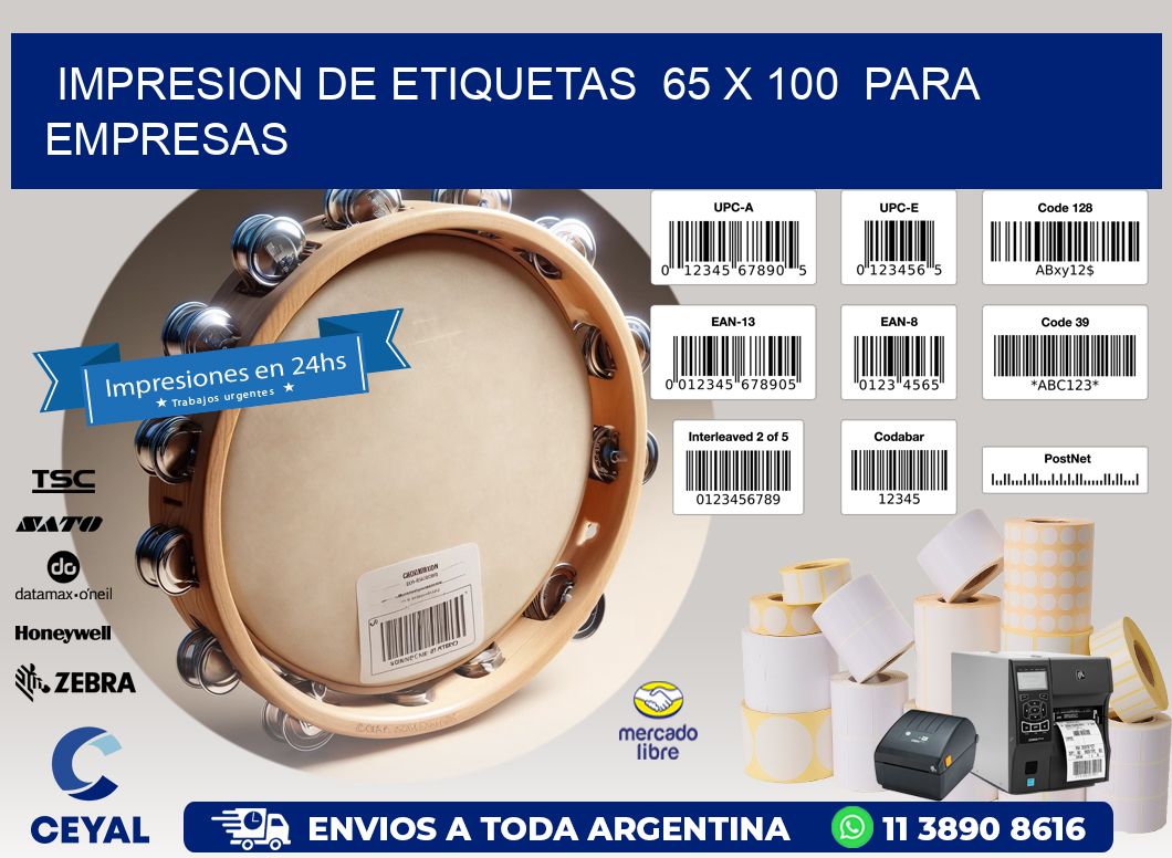 impresion de etiquetas  65 x 100  para empresas