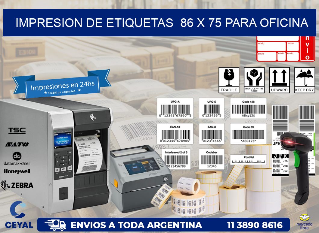 impresion de etiquetas  86 x 75 para oficina
