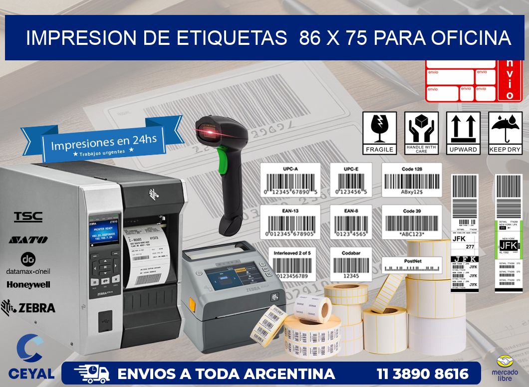 impresion de etiquetas  86 x 75 para oficina