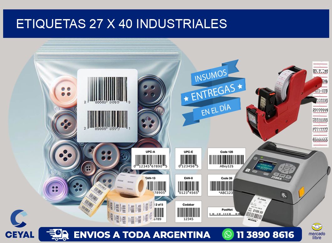 ETIQUETAS 27 x 40 INDUSTRIALES