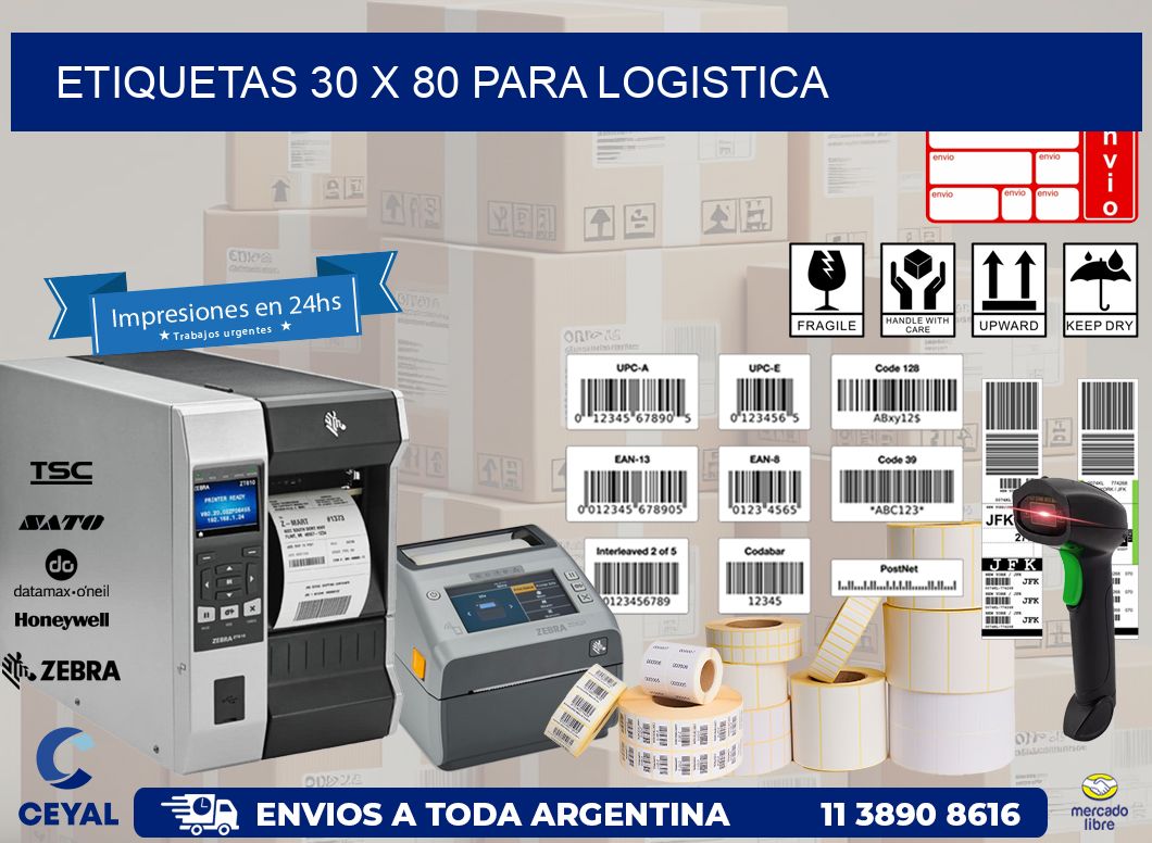 ETIQUETAS 30 x 80 PARA LOGISTICA