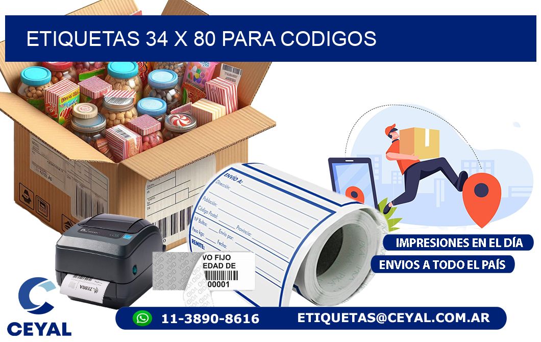 ETIQUETAS 34 x 80 PARA CODIGOS