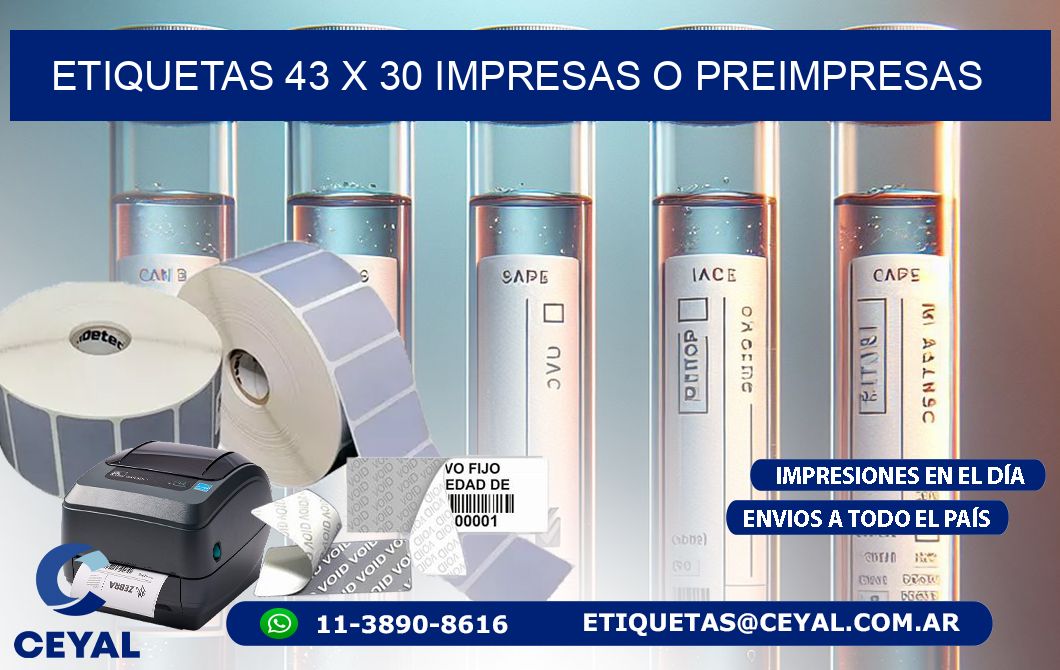 ETIQUETAS 43 x 30 IMPRESAS O PREIMPRESAS