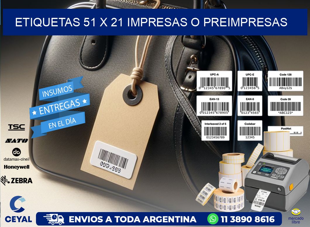 ETIQUETAS 51 x 21 IMPRESAS O PREIMPRESAS