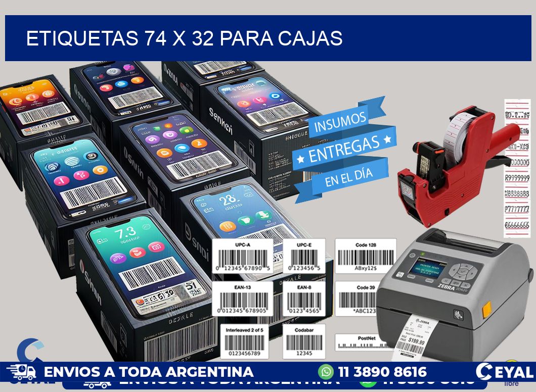 ETIQUETAS 74 x 32 PARA CAJAS