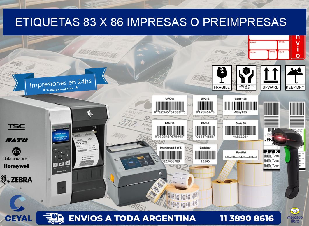 ETIQUETAS 83 x 86 IMPRESAS O PREIMPRESAS