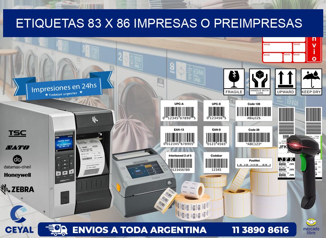 ETIQUETAS 83 x 86 IMPRESAS O PREIMPRESAS