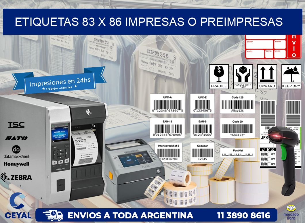 ETIQUETAS 83 x 86 IMPRESAS O PREIMPRESAS