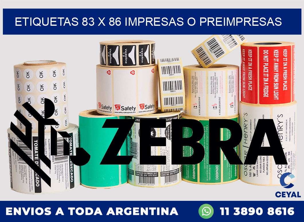 ETIQUETAS 83 x 86 IMPRESAS O PREIMPRESAS