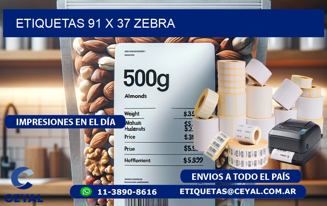 ETIQUETAS 91 x 37 ZEBRA