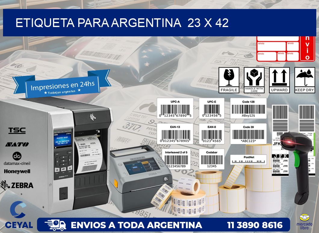 etiqueta para Argentina  23 x 42