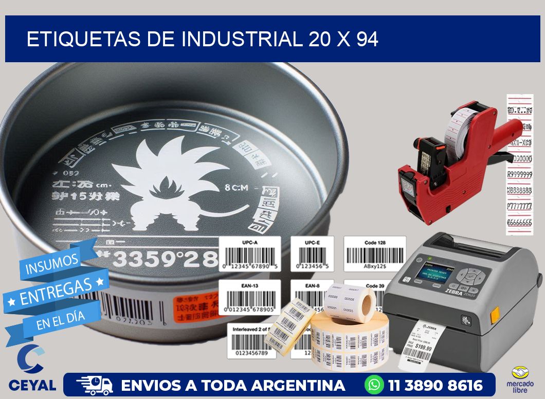 etiquetas de industrial 20 x 94