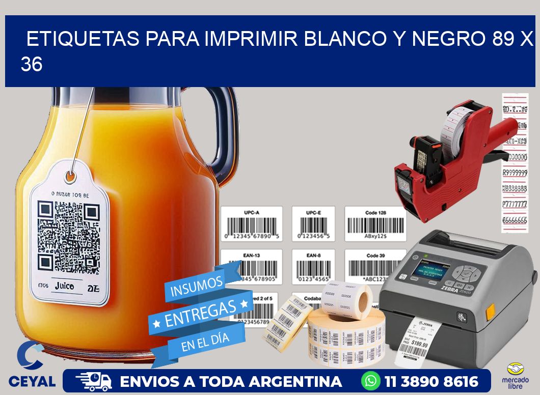 etiquetas para imprimir blanco y negro 89 x 36